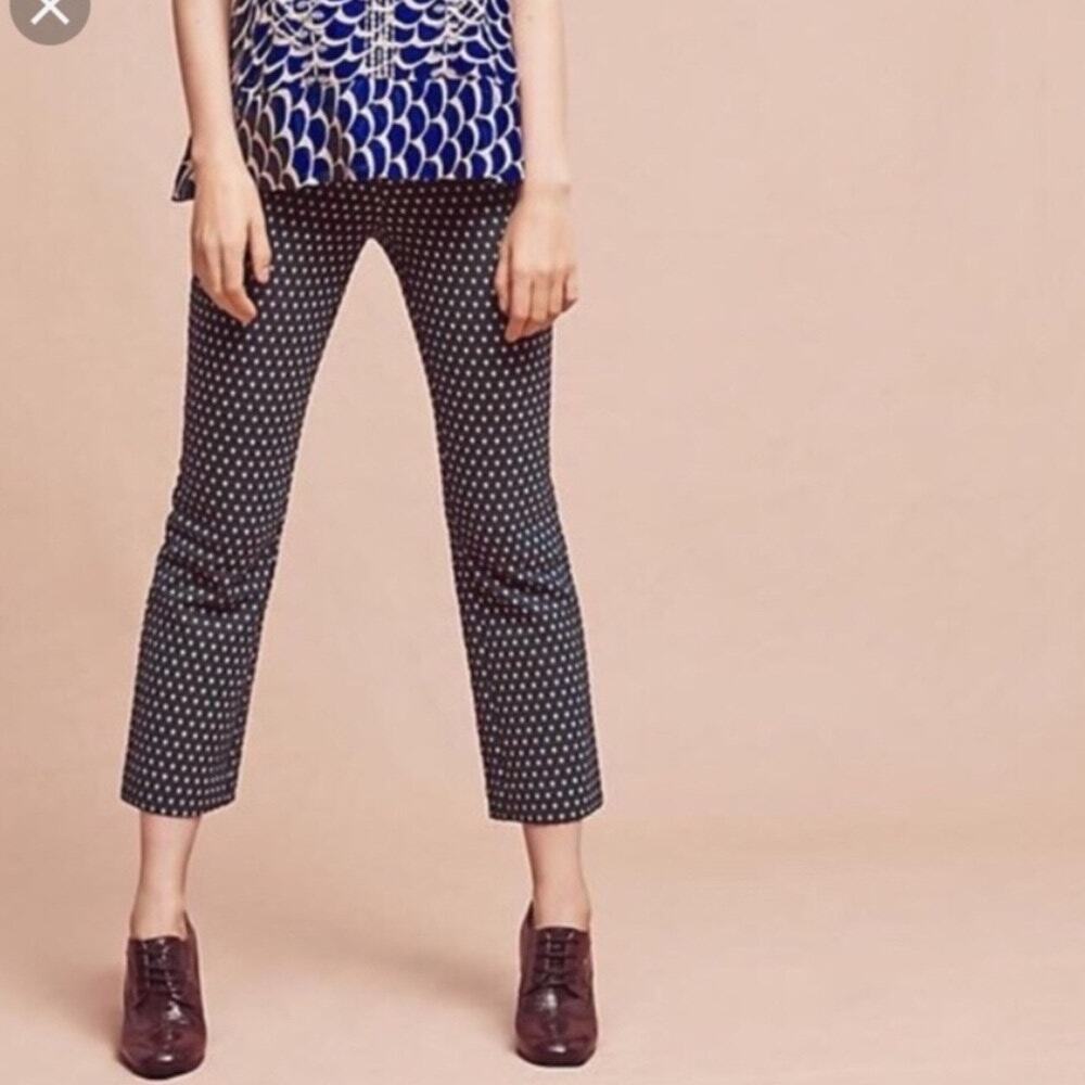 Anthropologie Cartonnier Geometric Green Charlie Crop Flare Pants Women's Size 4